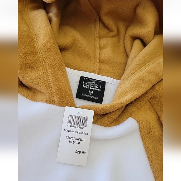 Foot Locker Soft Fleece Hoodie Sweatshirt White and Tan Size Medium-New With Tag - Picture 4 of 10